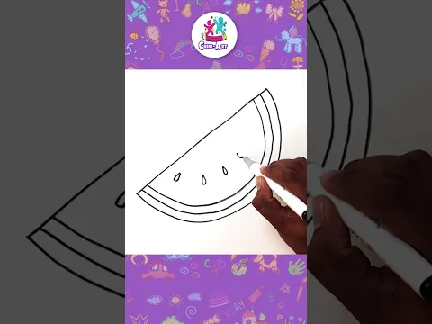 🍉✏️ Cómo dibujar una sandía monísima paso a paso! #shorts  #drawing #tutorial