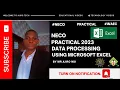 NECO 2023 Data Processing Practical on Microsoft Excel WAEC