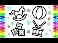 Christmas Holiday Coloring Pages for Kids - Baby Christmas Toys Drawing Coloring Book for Children