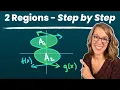 Step-By-Step Areas Between Curves in 2 Regions