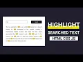 Highlight Search Text in HTML CSS JavaScript Beginner JavaScript Project Tutorial