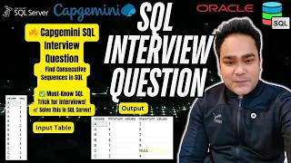 Capgemini SQL Interview Question Find Consecutive Sequences in SQL Server