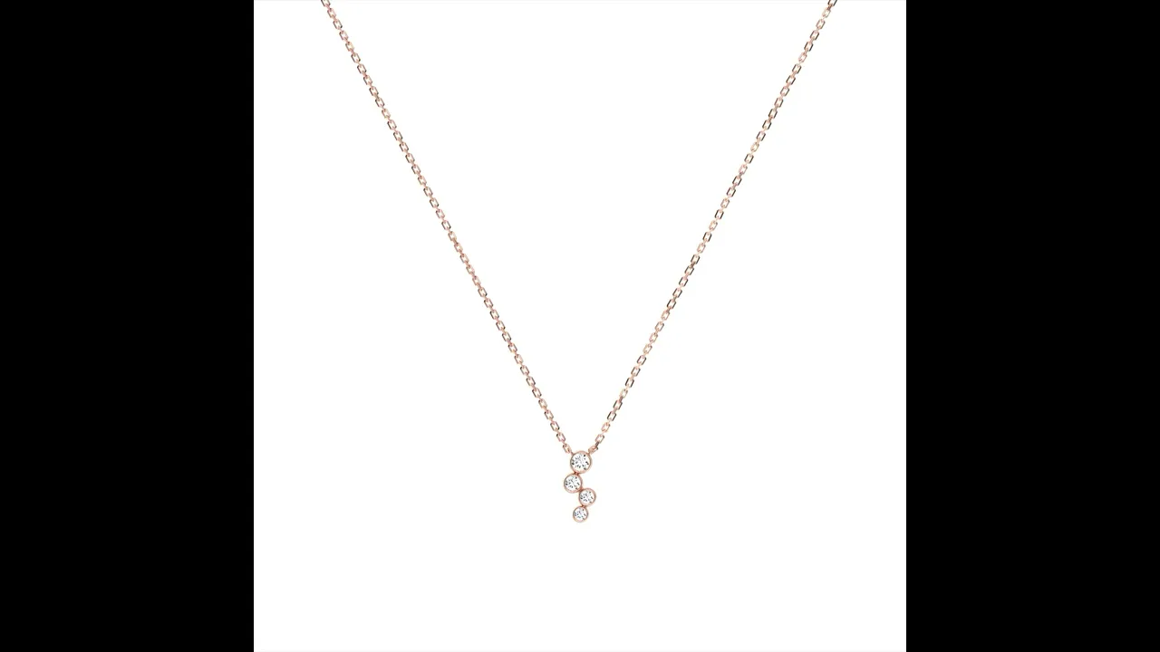 14K Gold/Platinum Bubble Necklace Bezel Set with Four Lab-Grown Diamonds