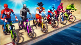 Superheroes on Bicycles… Hulk vs Spider-Man vs Black Panther vs Captain America 💀 (GTA 5)