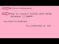 How To Connect Python With MySQL Database XAMPP Hindi