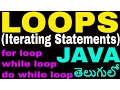 Iterating LOOPS Statements in java telugu for loop while loop do-while loop