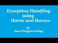 Throw and Throws Keyword in java with Example Exception Handling Java Programming