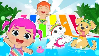 BABIES ALEX & LILY ☀️ ☀️ Giant Water Slides & Swimming Pool Collection! 🌊