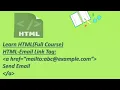 27 HTML-Email Link Tag P-3 Step by Step HTML Tutorials