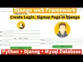 Creating Login Signup Page in Django Using Mysql Database Django Python Tutorial
