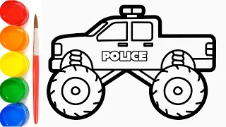 Download Cara Menggambar Mobil Polisi Monster dan Mewarnai dengan Cat air MP3