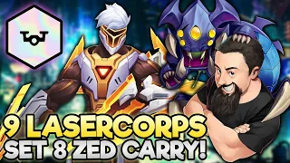 9 Lasercorps - Zed Carry is Back!! | TFT Monsters Attack | Teamfight Tactics