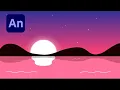Adobe Animate Draw and Animate A Landscape of Moon Sky and River