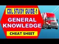 CDL General Knowledge Cheat Sheet Study Guide No 1