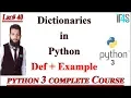 Python Tutorial in Urdu Hindi Dictionaries in Python How Dictionaries are used in Python