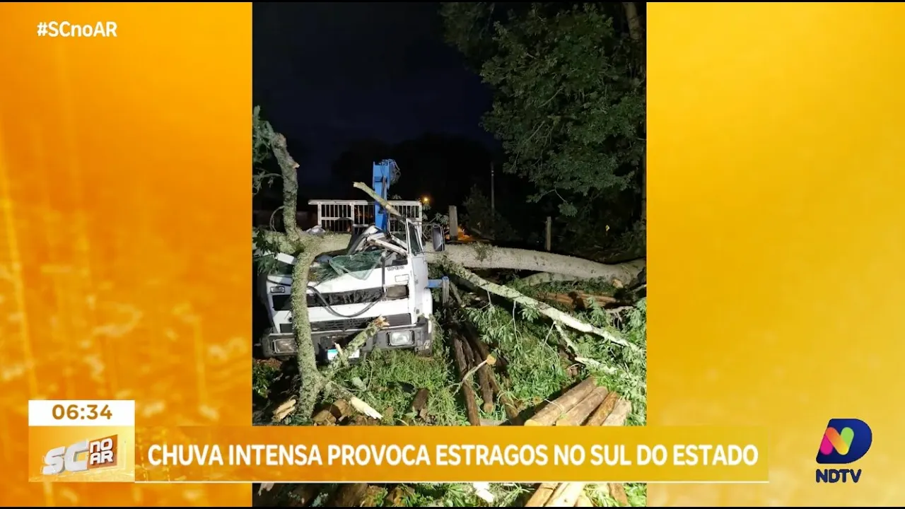 Chuva intensa causa estragos em três cidades do Sul de Santa Catarina e mobiliza bombeiros