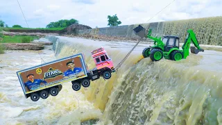 Tata Tipper JCB 3DX Plus Tata Dumper Accident Flood River Pulling JCB Bolero Scorpio Car ? CSkidsToy