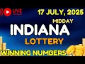 Indiana Midday Lottery Results For - 17 Jul 2025