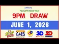 Lotto Results Today 9pm June 1 2026 PCSO