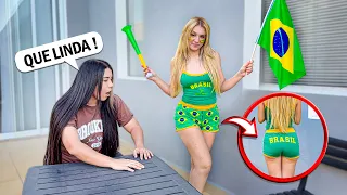 COLOQUEI UMA ROUPA DO BRASIL PARA IMPRESSIONAR A LARISSA! (Surpresa)
