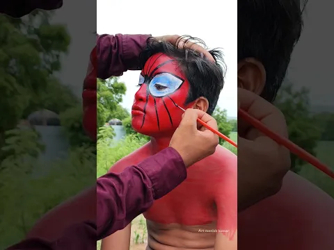 DIY Spider-Man Face Paint 😱🕷️🕸️ #spiderman #viral #art #drawing #painting