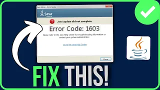 HOW TO FIX JAVA ERROR CODE 1603 2026 Java Update Did Not Complete Error Code 1603 Problem