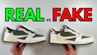 REAL VS FAKE NIKE X TRAVIS SCOTT AIR JORDAN 1 REVERSE MOCHA UPDATED SNEAKER COMPARISON