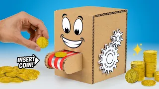 How To Make Automatic Coin Bank Machine From Cardboard | Awesome Cardboard Project