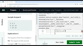 Small Triangles Large Triangles in Part 2 in Hackerrank in c
