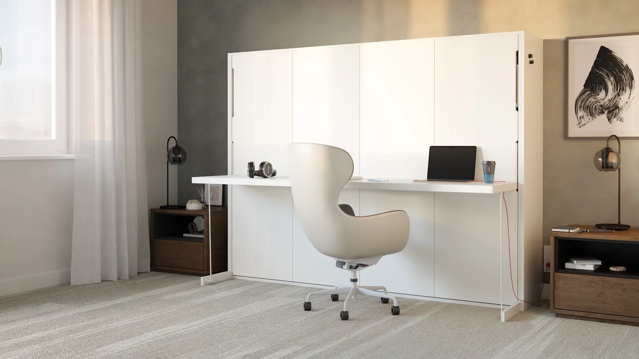 Lit escamotable Axia avec bureau - Horizontal/Grand