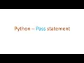 Python Interview questions - what is pass statement