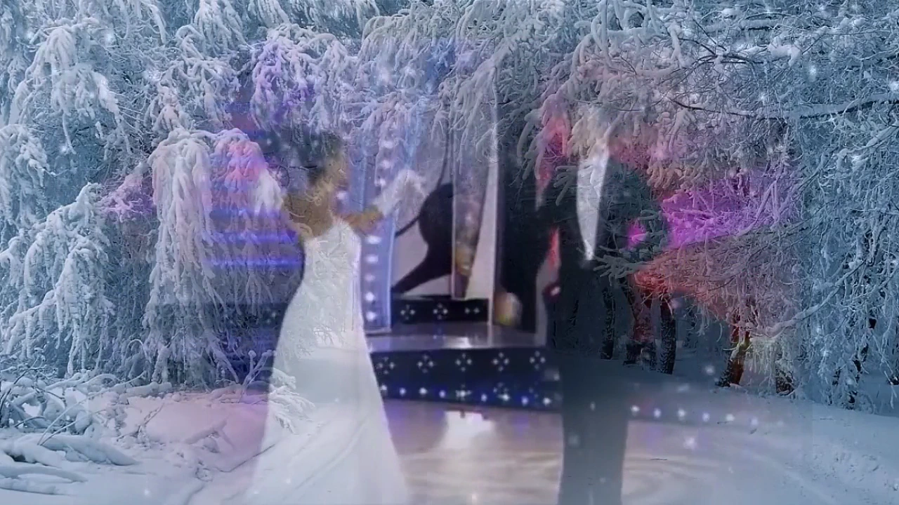 Снежный вальс. Танец падающих снежинок. Девушка танцует зимой. Девушка на зимнем пейзаже. Снег танцует.