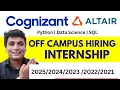 Cognizant Off Campus Hiring Role Data Science Python 2021-2025 Batch
