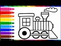 Draw and Color a Cute Train Easy Train Coloring Page for Kids