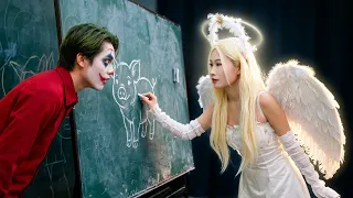 The Joker Teaches Drawing In Class, But Only The White Angel Got A Perfect Score!#Angel#Clown