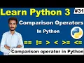 Comparison Operator in Python in Hindi Python Tutorial For Beginners in Hindi Urdu Cyber Warriors
