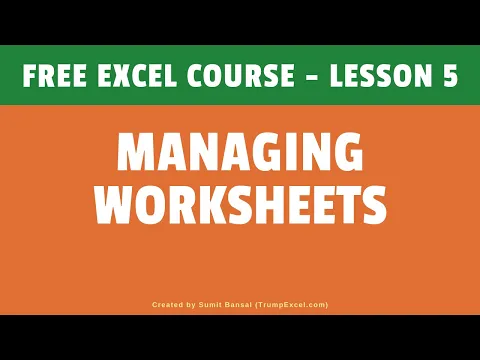Excel Worksheet Management Guide - YouTube thumbnail
