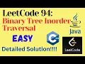 LeetCode 94 Binary Tree Inorder Traversal EASY C JAVA Detailed Solution