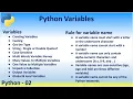 Python 02 Variables Creating Casting Get Type CaseSensitive Global local Variables Rule for variable