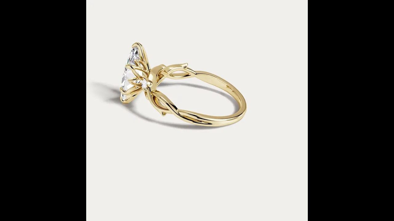 Hester丨Marquise Cut Lab Diamond Intertwined Accent Engagement Ring