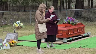 Jenny reading Garys Obituary