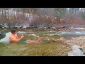 Fishing from Natural Hot Springs in the Mountains