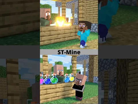 Baby Steve 😇VS😈 Bad Villager. Village Story. #shorts @ST-Mine