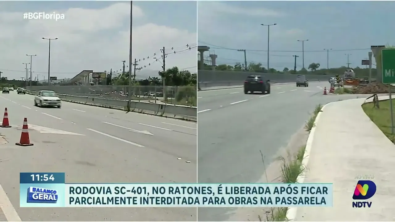SC-401: obstáculos e obras na via durante a manhã desta quinta-feira impactam motoristas