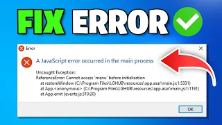 How To Fix A JavaScript Error Occurred in the Main Process NEW 2026