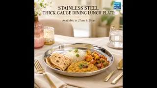 Stainless Steel Thick Gauge Dining Lunch Plate 27cm 29cm - Durable Round Serving Tray