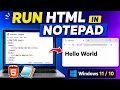 How to Save and Run HTML File in Notepad Windows Beginner HTML Tutorial
