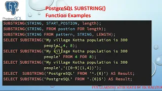 PostgreSQL SUBSTRING Function detail with examples Substring real life examples for IT bank