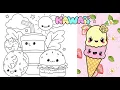 CUTE Kawaii SUMMER FOOD Coloring Page Coloring HAMBURGERS ICECREAM DESSERTS Summertime in Markers