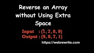 Reverse an Array without Using Extra Memory Space Java Hindi